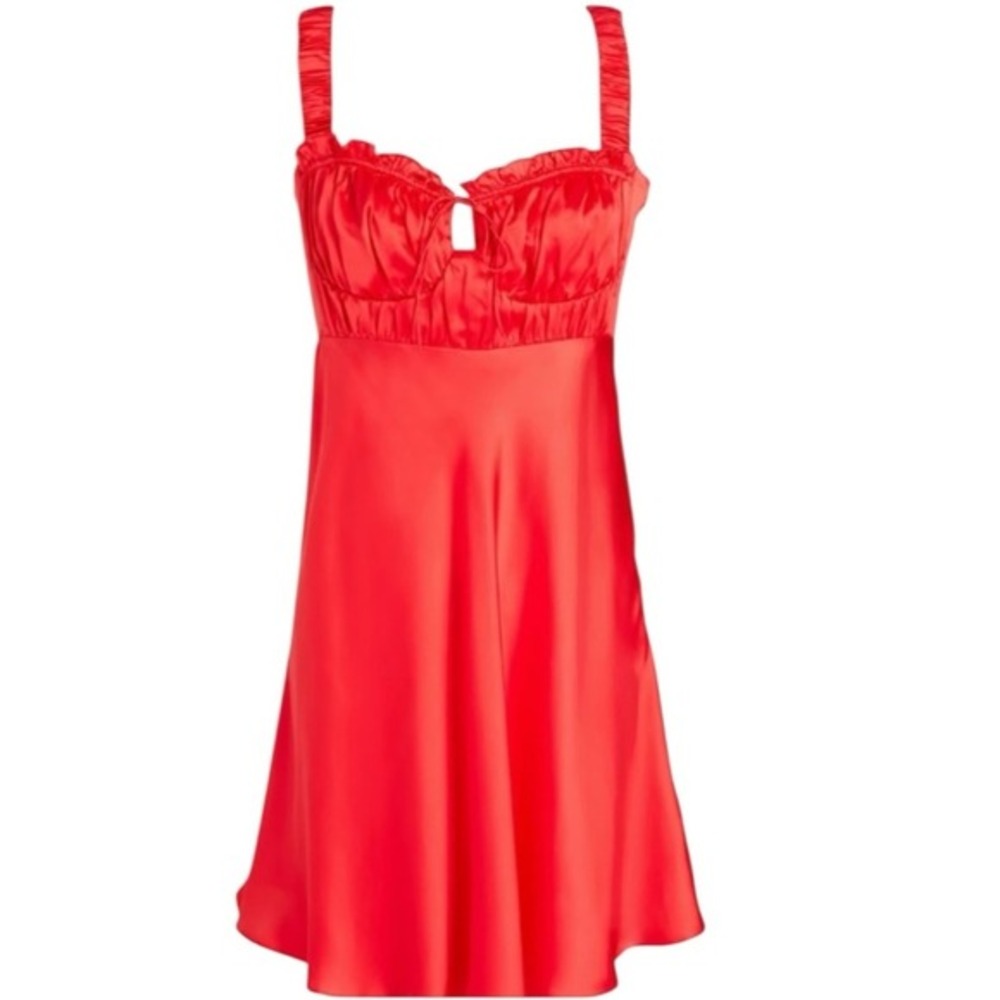 NICHOLAS Simie Gathered Silk-satin Mini Dress‎  NWT